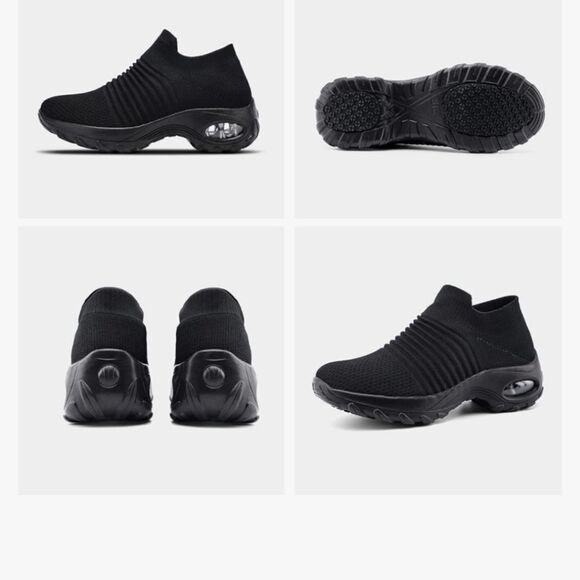 HKR Black Knitted Slip-On Sneakers with Ribbed Texture Size 9 - Picture 17 of 17